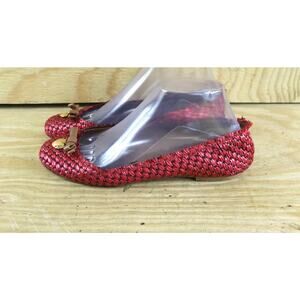Dolce Gabbana Shoes Womens 38 Red Patent Leather Basket Weave Ballet Flats Italy
